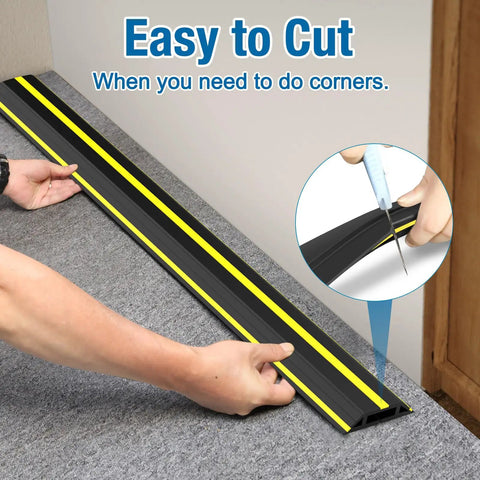 Heavy Duty PVC Cord Cover Protector 10 ft Floor Cable Duct That Unrolls Easily Prevents Trip Hazards in Office Home Workshops