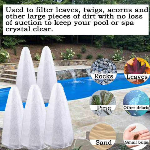 Five Pack Replacement Vacuum Filter Cotton for Pool Blaster and Water Tech Centennial Systems next to pool.