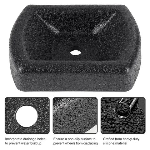 Heavy Duty Jack Wheel Chock Reinforced Rubber Wheel Dock For 6 Inch Jockey Wheels, Durable Wheel Stabilizer and Stopper