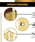 Top Tier Solid Brass Ball Bearing Door Hinges With Decorative Screw Caps Built Damn Tough For Heavy Lifting Doors That Glide Smooth As Butter Ready To Get The Job Done Right Pack Of Forty Eight showing features like rust resistance and solid brass design.