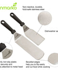 Stainless Steel Spatula Set For Grill And Griddle Heavy Duty Hibachi Style Spatula Turner And Grill Scraper with black handles