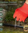 Hand installing heavy duty 6 inch galvanized landscape staples 50 pack, 11 gauge anti rust garden stakes for weed barrier.