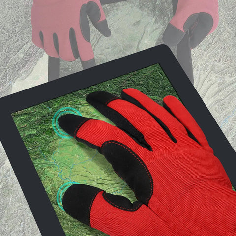Three Pack High Dexterity Work Gloves For Men With Touchscreen Compatibility, red gloves on tablet, large size