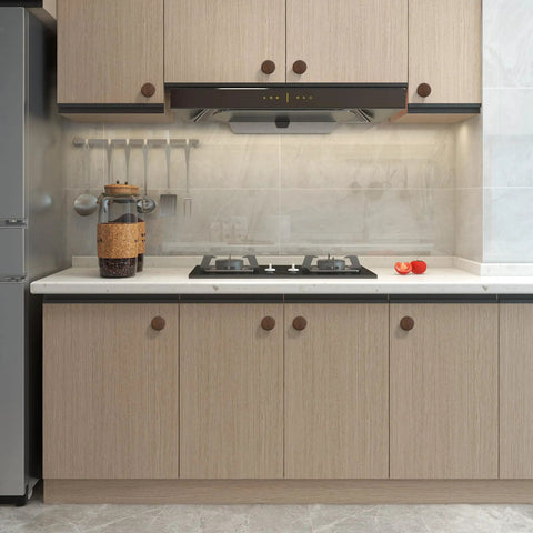 Modern Warm Walnut Wood Cabinet Knobs And Single Hole Drawer Pulls For Dressers Bedroom Furniture Upgrade Fresh Vibe Solid Natural Finish essential hardware on kitchen cabinets.