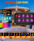 Display of the 8 Gang Bluetooth Switch Panel With App Control on a boat, showing wireless RGB lighting and customizable modes.