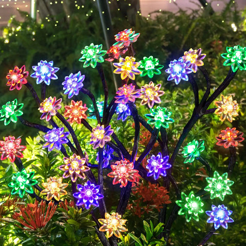 Solar Garden Lights Outdoor Decor 4 Pack With Constant And Flashing Modes, Waterproof Multi Color Pathway Lawn Lights For Garden Yard