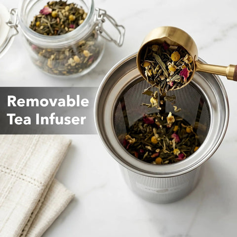 Digital Glass Electric Kettle With Temperature Control, 1.8L Cordless Tea Kettle, 7 Presets, removable tea infuser detail