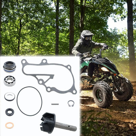 Heavy Duty Water Pump Service Kit Slick Impeller And Bearing Set With Premium Oil Seals And Gaskets For Yamaha Raptor 700 YFM700R, kit parts displayed.