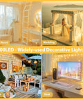 Connectable 200 LED String Lights Indoor Outdoor with Timer, 66ft Warm White Fairy Lights in Clear Wire decorating different settings