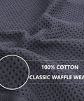 Textured surface of 100 Percent Pure Cotton Waffle Weave Dish Cloths 6 Pack Dark Grey showing absorbent weave detail.