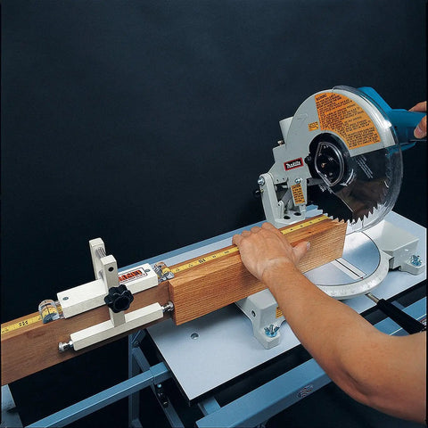 Broset Precision Stop Block W1109 For Crosscuts On Miter Saws And Radial Arms, Tablesaws, Routers And Shapers in use with a saw