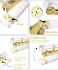 Detailed view of acrylic stapler components from Shiny Gold Tone Office Desk Accessories Set With Acrylic Stapler Tape Dispenser Staple Remover Pen Holder Scissors Binder Clips 1000 Staples And Ballpoint Pen For A Must Have Neat Pro Style Workspace