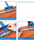 Adjustable Cabinet Hardware Jig With Quick Release Drill Guide For No Fuss Precise Hole Spacing And Dowelling used on wood