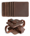 Leather Coaster Set Of 8 For Serious Surface Protection Bourbon Brown Bar Vibe Premium Table Coasters For Home And Office