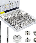 Built Tough 15mm Snap Button Kit With 60 Sets And 240 Pieces Marine Grade 304 Stainless Steel Snaps Rustproof And Waterproof For Canvas Fabric Leather And Furniture Repairs DIY Includes 3 Setting Tools