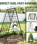 Heavy Duty 2 Pack Adjustable A Frame Trellis For Climbing Plants Outdoor Tough As Nails Rust Proof Metal Garden Trellis Dense Grid For Raised Beds Ideal For Cucumbers Tomatoes Beans Peas And More 50 By 17 Inches; adjustable angle.