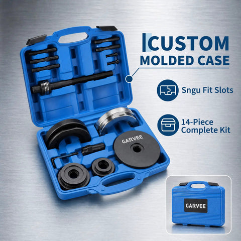 Top Notch 85Mm Front Hub Bearing Removal And Installation Kit Featuring Tough Steel Puller Clamps Made For Slick Garage Gearheads With Zero Messy Heavy Press in molded case.