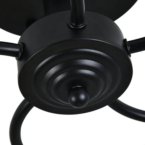 Base of Dope Semi Flush Mount Ceiling Light Fixture With Five Tulip Glass Globes, showcasing detailed modern black design.
