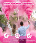 Epic Gender Reveal Fire Extinguisher Kit Featuring Biodegradable Pink And Blue Cornstarch Powder For Massive Baby Shower Blowouts, pink smoke cloud.