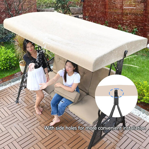 All Weather Outdoor Swing Canopy Replacement Cover For 2 To 3 Seater Patio Garden Porch Swing No Fuss Fit 600D Waterproof