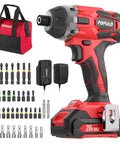 20V Max Lithium Ion Impact Driver With One Quarter Inch Quick Connect Chuck, 0 To 2900 RPM, 0 To 3000 Impacts Per Minute, 1770 Inch Pounds Torque, Includes 20V 2.0Ah Battery And Fast Charge, Great For DIY Projects And Pro Jobs with accessory set and carrying bag
