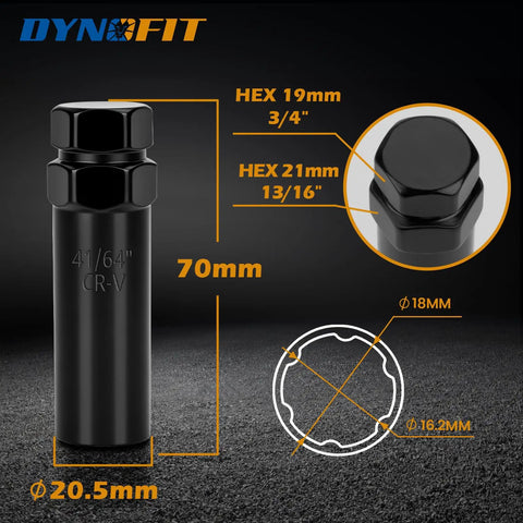 6 Spline Tuner Lug Nut Key Socket Wrench Featuring Heavy Duty Steel Ratchet Bit With 19mm And 21mm Hex Drive For M12 Street Builds and Custom Whips To Spin Your Rim Legit Fast, showing dimensions.