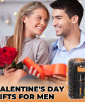 Couple exchanging gifts with Seventy Seven Piece Ratcheting Screwdriver Bit And Socket Kit With Heavy Duty Carry Case nearby.