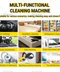Gavscient Multi Use High Pressure Continuous Steam Cleaner For Home And Car shown in multi-functional cleaning scenarios including car washing and sofa cleaning.