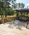 Heavy Duty Patio Swing Canopy Replacement Cover For 3 Seater Porch Swing, Waterproof Windproof Anti UV, Rip Resistant Oxford Fabric Top Cover, Grey Large Garden Furniture Cover For Backyard Living on wooden deck