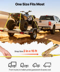 Six Pack 2 Inch By 15 Foot Heavy Duty Ratchet Straps With Double J Hooks, 5000 Lbs Break Strength, Carry Bag Included, 1670 Lbs Working Load, Versatile Tie Downs For Moving, Trailers, Motorcycles, Kayaks, Roof Racks