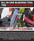 SRAM Maven Pro Grade Hydraulic Brake Bleed Kit with reusable syringe in action for MTB maintenance