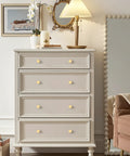 Dresser with Heavyweight Solid Brass Brushed Gold Cabinet Knobs 0.94 Inch Diameter 24mm, enhancing contemporary style.