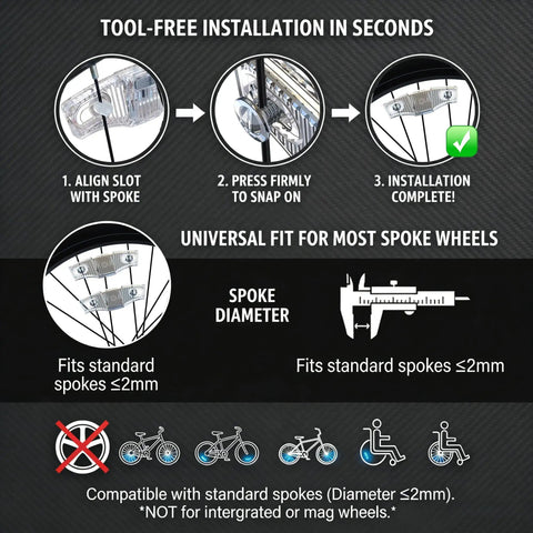 Installation guide for Rechargeable 9 Color LED Bicycle Spoke Lights With 21 Modes And Motion Sensor Auto On Off Waterproof Night Riding Gear