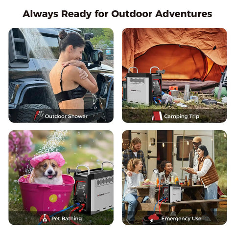 Portable Propane Water Heater With Constant Temperature Control For Camping Showers, Rechargeable Shower Pump, CSA Certified Safety in use during outdoor activities