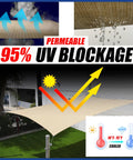 Beige 10 Foot Triangle Sun Shade Sail UPF 50 Plus UV Block 200GSM Heavy Duty Breathable HDPE Mesh Canopy for patio garden.