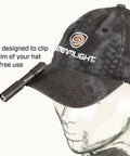 MicroStream USB Rechargeable LED Flashlight 250 Lumen 1150 Candela EDC Ultra Compact Pocket Sized Coyote on hat brim