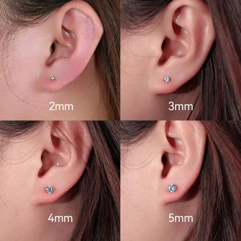 Nailed It 20G Titanium Screw Back Earrings For Sensitive Ears Men Women Hypoallergenic Nickel Free Implant Grade F136 Titanium in 2mm, 3mm, 4mm, 5mm sizes.