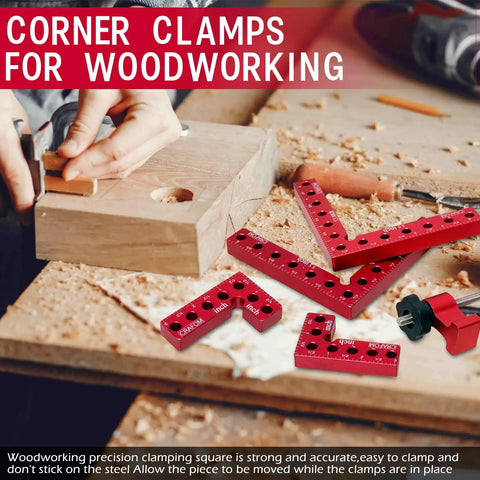 Corner Clamp For Woodworking 90 Degree Right Angle Clamp Set Of Eight Aluminum Alloy in use on a wooden board