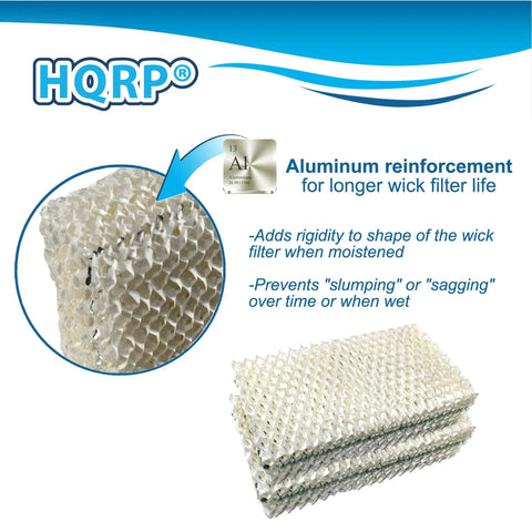 HQRP aluminum-reinforced wick filter for HDC411 Wick Filter Replacement 4 Pack For Essick Air AIRCARE Horizon HD3120DCN humidifiers
