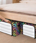 Hella Roomy Foldable Storage Bin With Clear Front Window And Top Front Twin Zippers Built Tough Steel Rod Support Real Sturdy Home Organizer Leopard Print Rainbow Decor under bed with bedding.