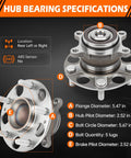 Heavy Duty Rear Wheel Bearing Hub Assembly For Honda Civic Direct Fit Replacement 512502 specifications with flange and bolt details