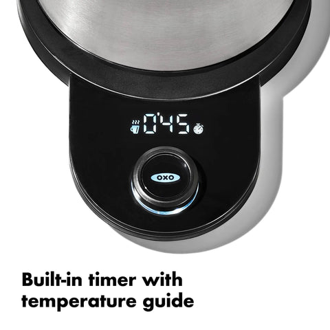 Dial display of Gooseneck Electric Kettle For Pour Over Coffee And Tea With Dialed In Temperature In One Degree Increments From 104 To 212 Fahrenheit