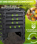 Big Ol 120 Gallon Garden Compost Bin Outdoor Composter Box For Fast Fertile Soil Creation BPA Free Durable Plastic Black