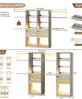 Real Game Changing Modular Closet System Set Of Two Expands From Six To Ten Feet Wide With Six Wooden Drawers and LED shelves.
