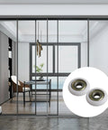 Rad 4-Piece White Ball Bearing Guide Pulley Roller Set with smooth engineering plastic wheels in modern interior.