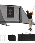Backyard Golf Practice Net 10x7ft With Auto Ball Return and Side Barriers, Pro Grade Setup, Durable Steel Frame, Black