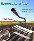 Upgrade Iron Weeding Rake 2.0 With Eight Teeth Manual Weeder for gardening detailing removable blade