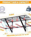 Dual Pack Wall Mounted Ski And Snowboard Storage Rack Heavy Duty Duo Set showing size dimensions and capacity of 280 lbs.