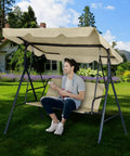 Heavy Duty Two Thirds Seater Patio Swing Cushion Cover Waterproof 600D Oxford Fabric Beige Upgrade for outdoor porch