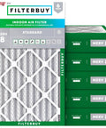 Big Time 10X20X4 Pleated Air Filters MERV 8 Rating 6 Pack shown in packaging for HVAC filtration systems.